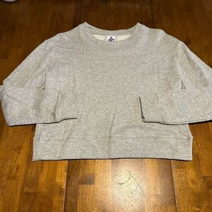 Juicy Couture Womens Gray Crewneck Soft Cotton Cropped Sweater Oversized Sz S